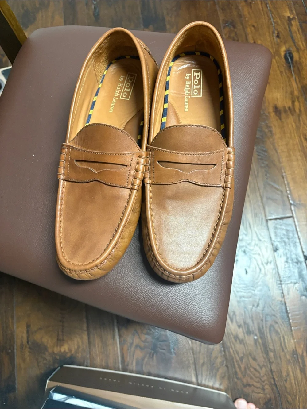 Polo by Ralph Lauren Men's Cognac Leather Penny Loafers